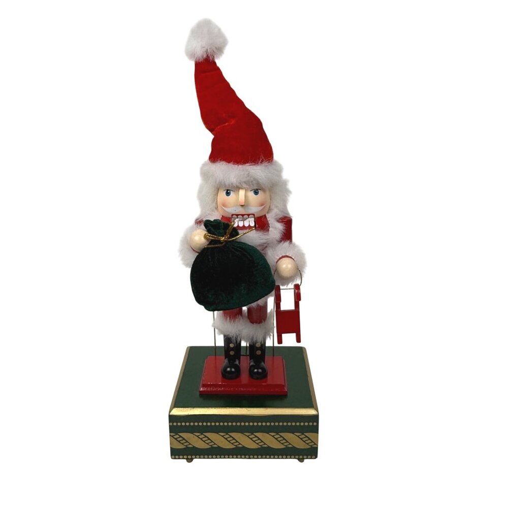 Vintage Wooden Musical Nutcracker We Wish You a Merry Christmas Moving Parts